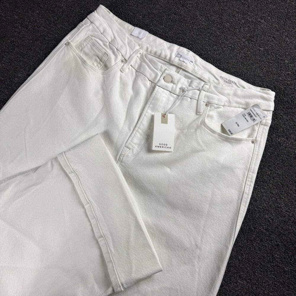 Good American Skate Crop High Rise Jeans White Size 16 Plus (New With Flaws)